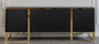 Casa Padrino Luxus Sideboard Schwarz / Gold 220 x 50 x H. 83 cm - Edler Massivholz Schrank mit 4 T�ren - Luxus M�bel - Luxus Qualit�t
