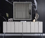 Casa Padrino Luxus Art Deco Sideboard Wei� / Schwarz / Silber 208 x 44 x H. 84 cm - Edler Schrank mit 5 T�ren - Art Deco M�bel