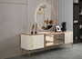 Casa Padrino Luxus Art Deco Sideboard Braun / Wei� / Gold 235 x 48 x H. 76 cm - Edler Schrank mit 4 T�ren - Art Deco M�bel