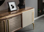 Casa Padrino Luxus Art Deco Sideboard Braun / Wei� / Gold 235 x 48 x H. 76 cm - Edler Schrank mit 4 T�ren - Art Deco M�bel