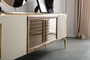 Casa Padrino Luxus Art Deco Sideboard Braun / Wei� / Gold 235 x 48 x H. 76 cm - Edler Schrank mit 4 T�ren - Art Deco M�bel