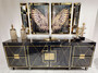 Casa Padrino Luxus Art Deco Sideboard Schwarz / Gold - Edler Massivholz Schrank mit 4 T�ren - Luxus Art Deco Wohnzimmer & Hotel M�bel