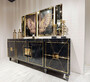 Casa Padrino Luxus Art Deco Sideboard Schwarz / Gold - Edler Massivholz Schrank mit 4 T�ren - Luxus Art Deco Wohnzimmer & Hotel M�bel