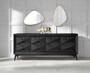 Casa Padrino Luxus Art Deco Sideboard Schwarz 220 x 50 x H. 92 cm - Edler Massivholz Schrank mit 4 T�ren - Esszimmer M�bel - Art Deco M�bel - Luxus M�bel