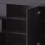 Casa Padrino Luxus Sideboard Schwarzgrau 220 x 52,5 x H. 85,5 cm - Massivholz Schrank mit 3 Schubladen & 2 T�ren - Wohnzimmer & Hotel M�bel - Luxus Qualit�t