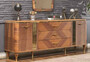 Casa Padrino Luxus Art Deco Sideboard Braun / Gold 200 x 42 x H. 72 cm - Edler Massivholz Schrank mit 2 T�ren und 3 Schubladen - Art Deco M�bel - Luxus M�bel