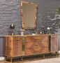Casa Padrino Luxus Art Deco Sideboard Braun / Gold 200 x 42 x H. 72 cm - Edler Massivholz Schrank mit 2 T�ren und 3 Schubladen - Art Deco M�bel - Luxus M�bel
