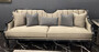 Casa Padrino Luxus Art Deco Sofa Beige / Schwarz - Handgefertigtes Massivholz Wohnzimmer Sofa - Luxus Art Deco Wohnzimmer M�bel 