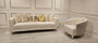 Casa Padrino Luxus Art Deco Sofa Grau / Wei� / Gold - Wohnzimmer Sofa - Hotel Sofa - Luxus Art Deco Wohnzimmer & Hotel M�bel