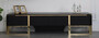 Casa Padrino Luxus TV Schrank Schwarz / Gold 220 x 50 x H. 53 cm - Edler Wohnzimmer Fernsehschrank - Luxus Wohnzimmer M�bel