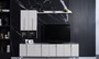 Casa Padrino Luxus Art Deco TV Schrank Wei� / Schwarz / Silber 208 x 44 x H. 64 cm - Edler Wohnzimmer Fernsehschrank mit 4 T�ren - Art Deco M�bel