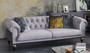 Casa Padrino Luxus Art Deco Chesterfield Wohnzimmer Set - 2 Sofas & 2 Sessel & 1 Couchtisch mit Glasplatte in Marmoroptik - Edle Art Deco Wohnzimmer M�bel
