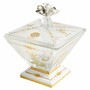 Casa Padrino Luxus Barock Deko Kristallglas & Porzellan Aufbewahrungsschale mit Deckel Wei� / Gold - Made in Italy 