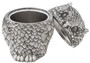 Casa Padrino Luxus Aufbewahrungsbox Eule Antik Silber 15 x 14,5 x H. 18,5 cm - Edle Deko Dose mit Deckel - Luxus Accessoires