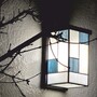 Casa Padrino Art Deco Tiffany LED Au�enwandleuchte Creme / Grau / Schwarz H. 28 cm