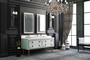 Casa Padrino Luxus Badezimmer Set Weiß / Gold - 1 Waschtisch mit 4 Schubladen und 2 Waschbecken und 2 Wandspiegel - Luxus Badezimmermöbel