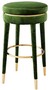 Casa Padrino Luxus Barhocker Gr�n / Messing  41 x H. 78 cm - Runder Samt Hocker - Luxus M�bel