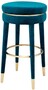 Casa Padrino Luxus Barhocker Blau / Messing  41 x H. 78 cm - Runder Samt Hocker - Luxus M�bel