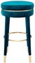 Casa Padrino Luxus Barhocker Blau / Messing  41 x H. 78 cm - Runder Samt Hocker - Luxus M�bel