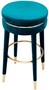 Casa Padrino Luxus Barhocker Blau / Messing  41 x H. 78 cm - Runder Samt Hocker - Luxus M�bel