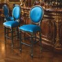 Casa Padrino Luxus Barock Barstuhl Blau / Schwarz / Gold H. 127 cm - Barock Bar M�bel