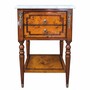 Casa Padrino Luxus Barock Beistelltisch Braun / Wei� / Silber H. 68 cm - Barockstil Nachttisch mit 2 Schubladen & Marmorplatte
