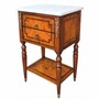 Casa Padrino Luxus Barock Beistelltisch Braun / Wei� / Silber H. 68 cm - Barockstil Nachttisch mit 2 Schubladen & Marmorplatte