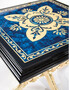 Casa Padrino Luxus Barock Beistelltisch Schwarz / Blau / Gold 53 x 53 x H. 50 cm - Edler Messing Tisch mit Massivholz Tischplatte - Barock Wohnzimmer M�bel