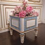 Casa Padrino Luxus Barock Blumentopf Hellblau / Wei� / Gold H. 54 cm - Made in Italy 