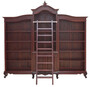 Casa Padrino Luxus Barock Mahagoni B�cherschrank Dunkelbraun 280 x 47 x H. 245 cm - Prunkvoller Barockstil Schrank mit Leiter - Barock B�ro M�bel - Edel & Prunkvoll