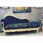 Casa Padrino Luxus Barock Chaiselongue Dunkelblau / Gold 220 cm - Barockstil M�bel 