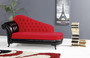 Casa Padrino Barock Chaiselongue Rot / Schwarz 183 x 80 x H. 94 cm - Edle Massivholz Chaiselongue mit Kunstleder - Barock M�bel