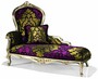 Casa Padrino Luxus Barock Chaiselongue Lila / Schwarz / Gold 156 cm - Made in Italy 