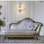 Casa Padrino Luxus Barock Chaiselongue Silber / Braun / Gold 239 cm - Made in Italy
