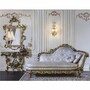 Casa Padrino Luxus Barock Chaiselongue Silber / Braun / Gold 239 cm - Made in Italy