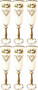 Casa Padrino Luxus Jugendstil Champagnerglas 6er Set Wei� / Mehrfarbig / Gold - Handgefertigte und handgravierte Champagnergl�ser mit 24 Karat Vergoldung - Hotel & Restaurant Accessoires