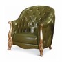 Casa Padrino Luxus Barock Chesterfield Echtleder Sessel Gr�n / Gold - Made in Italy 