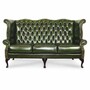 Casa Padrino Luxus Barock Chesterfield Leder Sofa Vintage Gr�n / Schwarz 188,5 cm - Barock M�bel