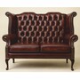 Casa Padrino Luxus Barock Chesterfield Leder Sofa Dunkelrot / Dunkelbraun 142,5 cm - Barock M�bel