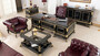 Casa Padrino Luxus Barock Chesterfield Leder Sessel Bordeauxrot / Schwarz / Gold - Prunkvoller Echtleder Wohnzimmer Sessel - Luxus Wohnzimmer M�bel im Barockstil - Barock Leder M�bel