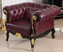 Casa Padrino Luxus Barock Chesterfield Leder Sessel Bordeauxrot / Schwarz / Gold - Prunkvoller Echtleder Wohnzimmer Sessel - Luxus Wohnzimmer M�bel im Barockstil - Barock Leder M�bel