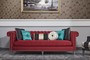 Casa Padrino Luxus Barock Chesterfield Sofa Rot / Silber 249 x 102 x H. 81 cm - Chesterfield Wohnzimmerm�bel