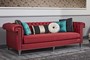 Casa Padrino Luxus Barock Chesterfield Sofa Rot / Silber 249 x 102 x H. 81 cm - Chesterfield Wohnzimmerm�bel
