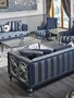 Casa Padrino Luxus Barock Chesterfield Sofa Blau / Silber gestreift 250 x 92 x H. 85 cm - Wohnzimmerm�bel im Barockstil