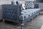 Casa Padrino Luxus Barock Chesterfield Sofa Dunkelblau / Hellblau / Silber 250 x 92 x H. 85 cm - Barock Wohnzimmerm�bel