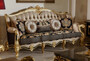 Casa Padrino Luxus Barock Sofa Gold / Schwarz / Mehrfarbig / Gold - Prunkvolles Wohnzimmer Sofa mit elegantem Muster - Barock Wohnzimmer M�bel