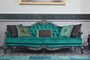 Casa Padrino Luxus Barock Chesterfield Sofa Gr�n / Schwarz / Gold 240 x 88 x H. 105 cm - Wohnzimmerm�bel im Barockstil