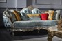 Casa Padrino Luxus Barock Sofa T�rkis / Silber / Gold 310 x 99 x H. 113 cm - Prunkvolles Chesterfield Wohnzimmer Sofa im Barockstil