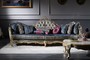 Casa Padrino Luxus Barock Chesterfield Sofa Dunkelblau / Antik Gold 300 x 90 x H. 119 cm - Prunkvolles Barock Wohnzimmer Sofa - Barockm�bel