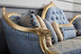 Casa Padrino Luxus Barock Chesterfield Sofa Hellblau / Antik Gold 300 x 90 x H. 119 cm - Prunkvolles Barock Wohnzimmer Sofa - Barockm�bel